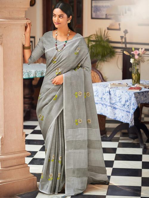 women's embroidered saree - 18206041 - Very Small Image - 1