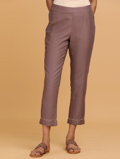 women mid-rise solid flat front trouser - 18206657 - Very Small Image - 1