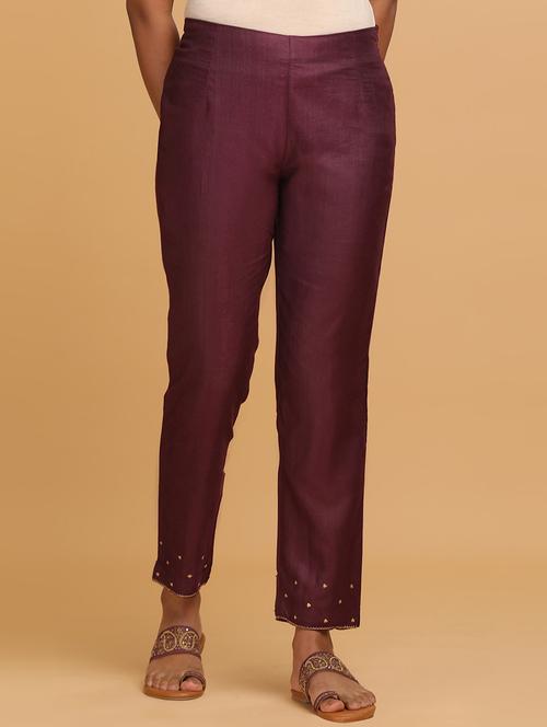 women mid-rise solid with work flat front trouser - 18206660 - Very Small Image - 1
