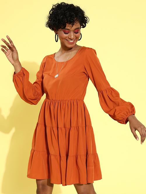 women's tiered dress solid dress - 18206958 - Very Small Image - 1