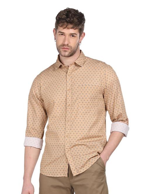 beige printed casual shirt - 18207075 - Very Small Image - 1