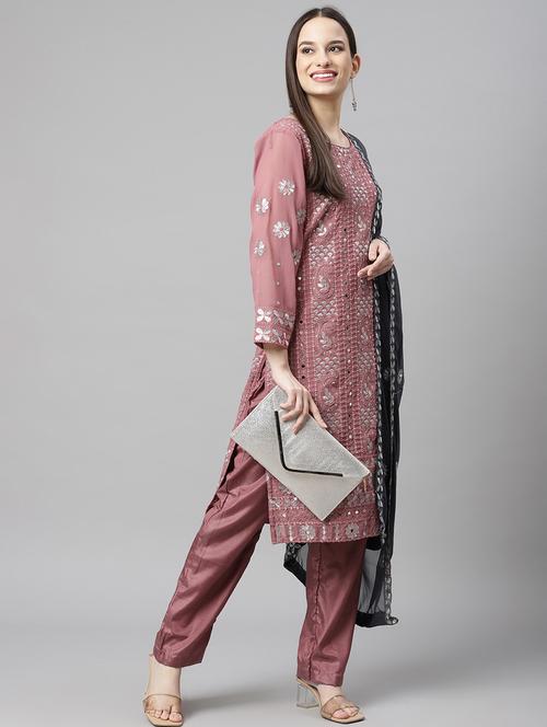 nude georgette unstitched suit - 18207786 - Very Small Image - 1