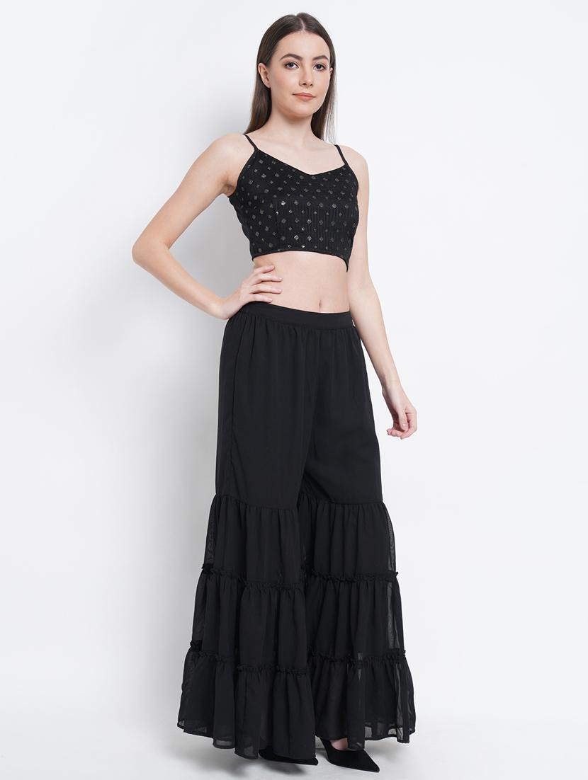black kurta sharara fusion set - 18207959 - Zoom Image - 2