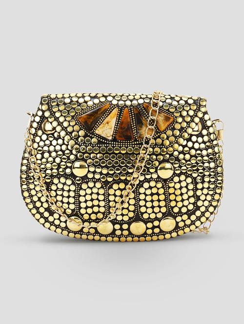 gold metal box clutch - 18209775 - Very Small Image - 1