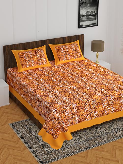 divamee jaipuri print cotton double bedsheet with 2 pillow covers -color resistance - 18210147 - Very Small Image - 1