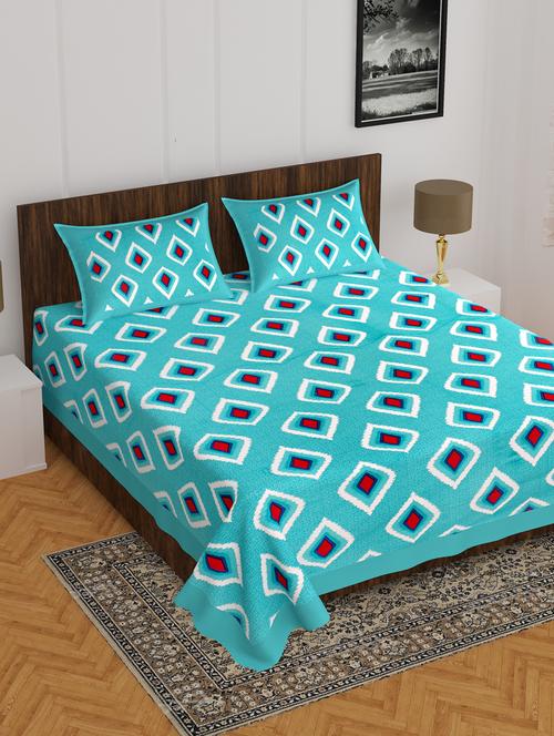 divamee jaipuri print cotton double bedsheet with 2 pillow covers -color resistance - 18210159 - Very Small Image - 1