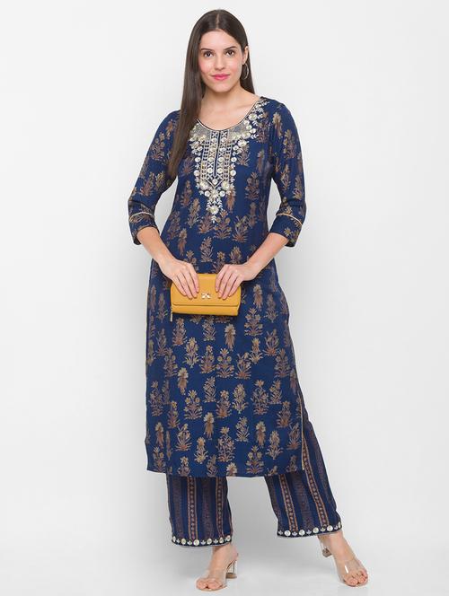 printed kurta palazzo set  - 18210222 - Very Small Image - 1