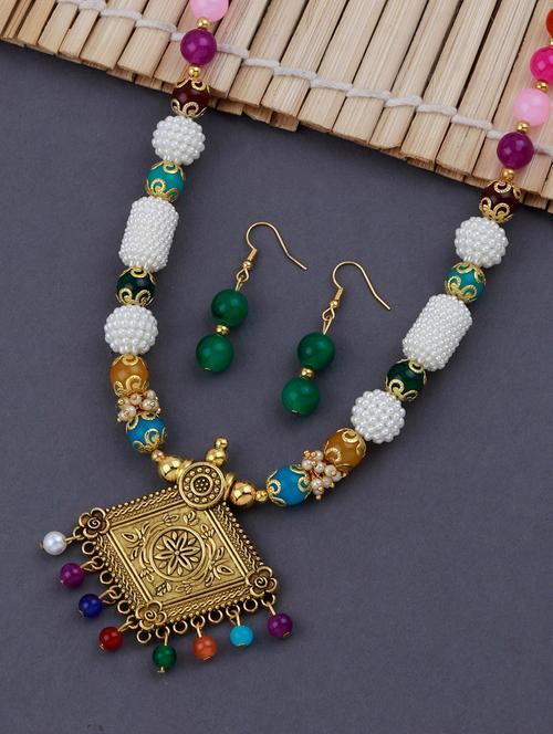 amazing look multi color pearl necklace set - 18210633 - Very Small Image - 1