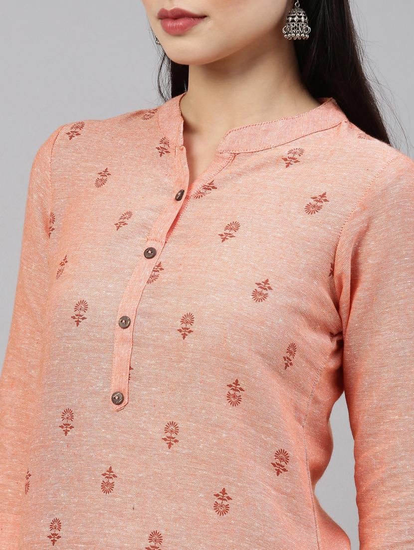 orange cotton kurta pant set - 18211148 - Zoom Image - 4