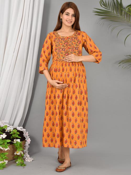 printed maternity wear dress - 18211392 - Very Small Image - 1