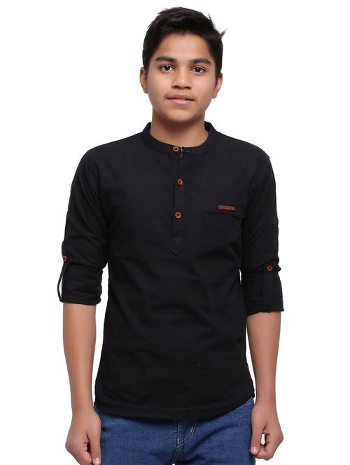 black solid kurta  - 18212023 - Very Small Image - 1