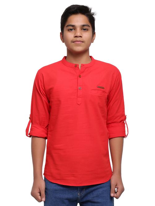 red solid kurta  - 18212026 - Very Small Image - 1