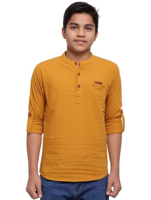 mustard solid kurta  - 18212030 - Very Small Image - 1