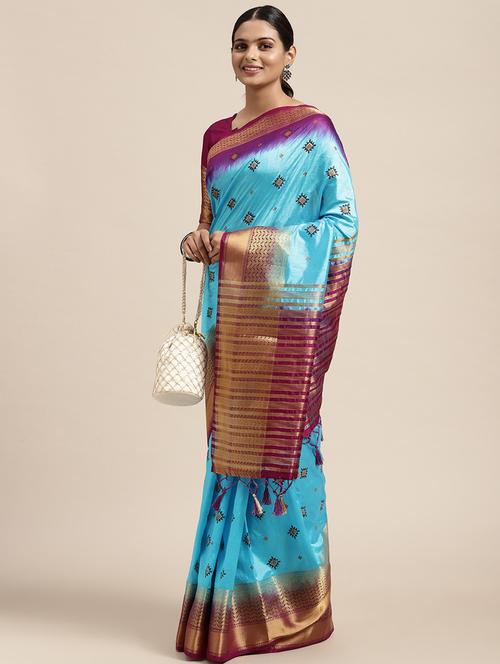tie & dye woven saree - 18212838 - Very Small Image - 1