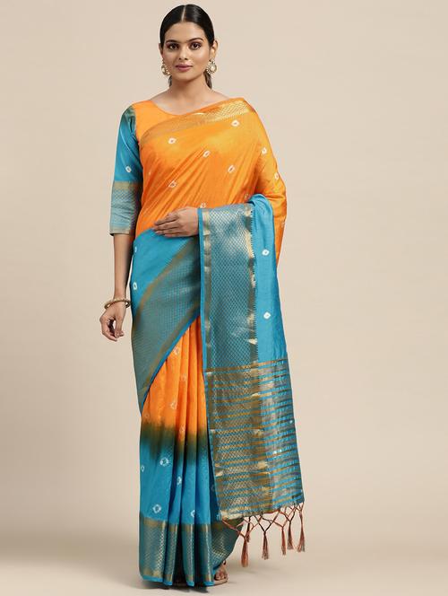 bandhani woven saree with blouse - 18212864 - Very Small Image - 1