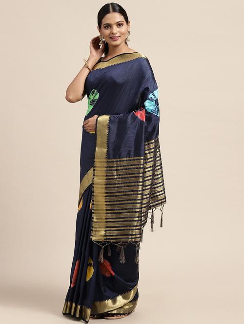 tie & dye woven saree with blouse - 18212875 - Very Small Image - 1