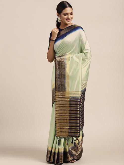 tie & dye woven saree with blouse - 18212880 - Very Small Image - 1