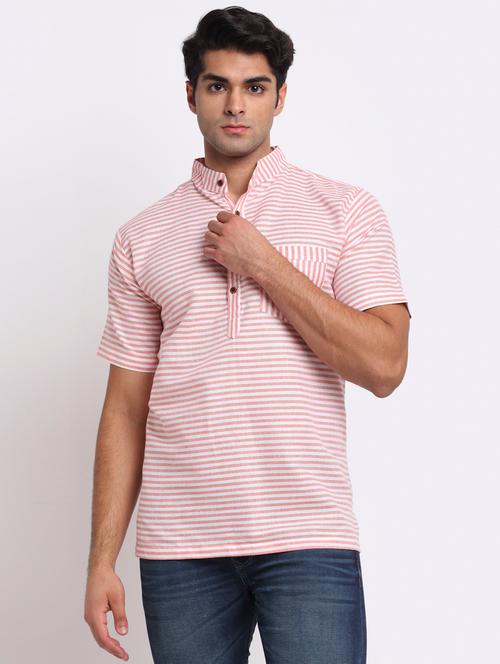 pink striped short kurtas kurta - 18212940 - Very Small Image - 1