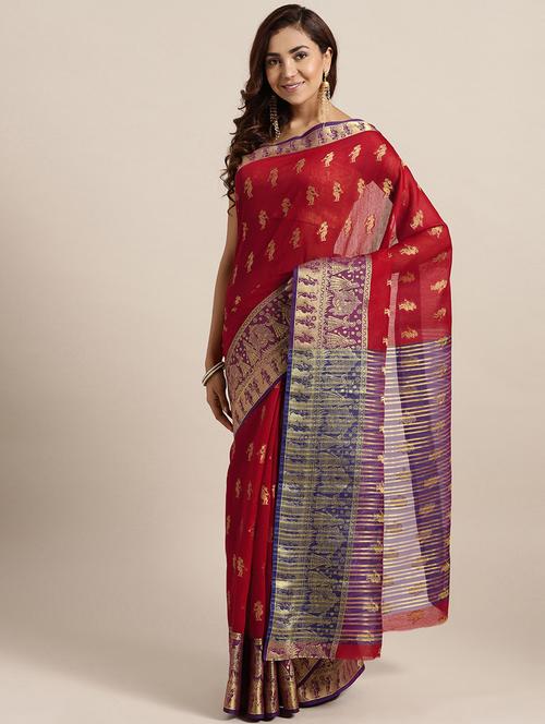 women's self design maroon colored saree with blouse - 18212943 - Very Small Image - 1