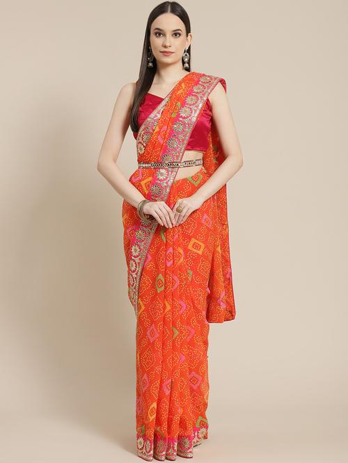 bandhani printed saree - 18213013 - Very Small Image - 1