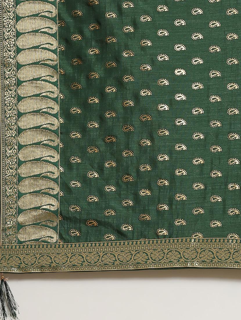 women paisley bordered saree with blouse - 18213016 - Zoom Image - 4