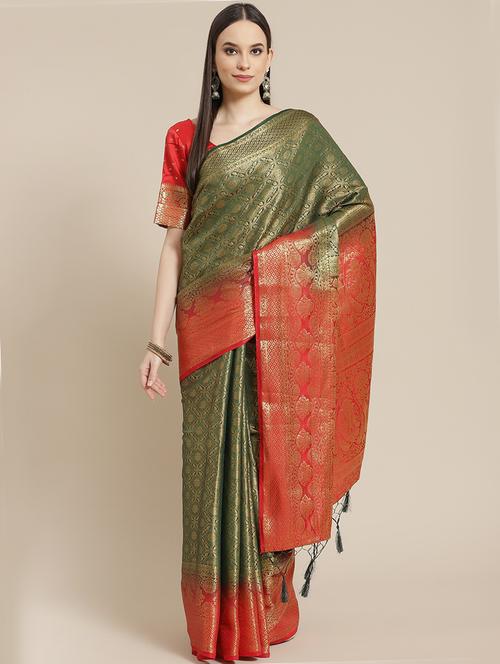 women's banarasi saree with blouse - 18213021 - Very Small Image - 1