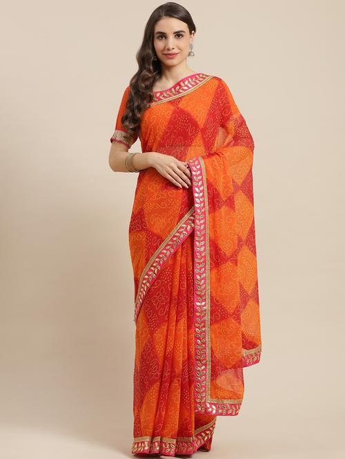 red georgette saree with blouse - 18213041 - Very Small Image - 1