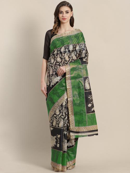Women's Paisley Black Colored Saree With Blouse - 18213052 - Very Small Image - 1