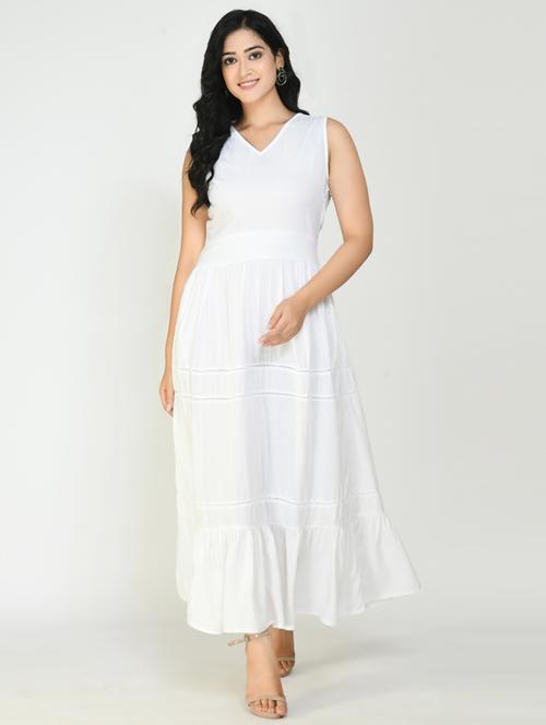 white solid a-line dress - 18213387 - Very Small Image - 1