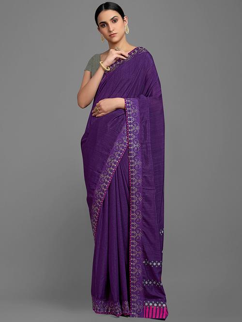 women's embroidered saree with blouse - 18213929 - Very Small Image - 1