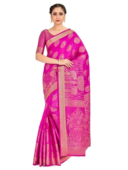 women's self design pink colored saree - 18214255 - Very Small Image - 1