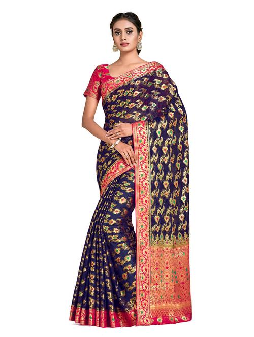 women's banarasi saree with blouse - 18214528 - Very Small Image - 1