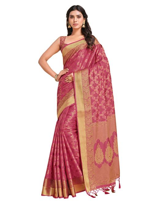 women's floral pink colored saree - 18214925 - Very Small Image - 1