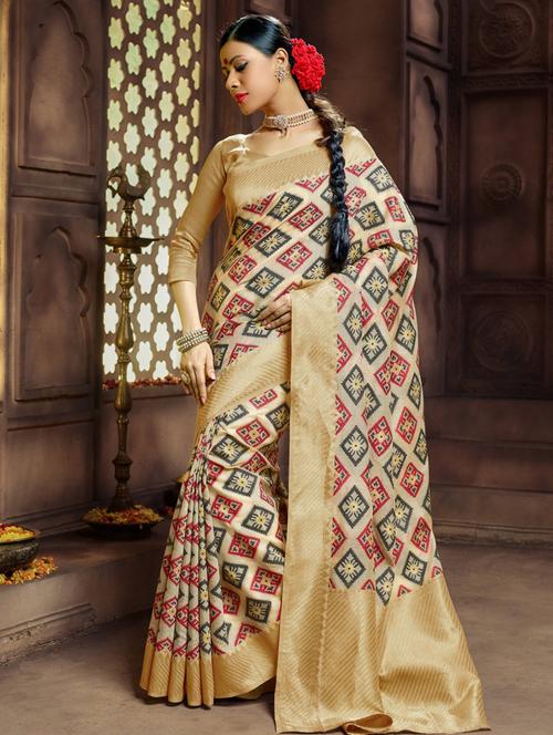 women's banarasi saree with blouse - 18215825 - Very Small Image - 1