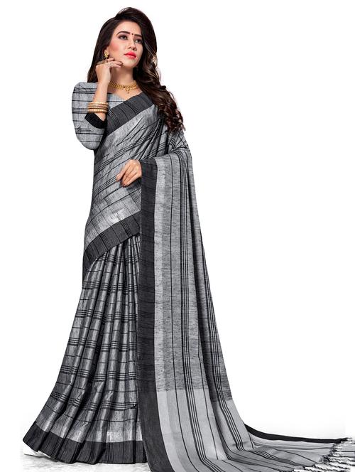 self design woven saree with blouse - 18215902 - Very Small Image - 1