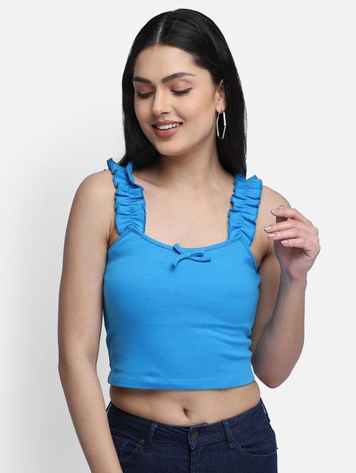 women's crop square neck top - 18215930 - Very Small Image - 1