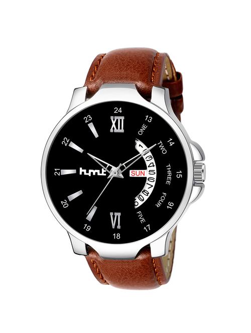 black dial and brown strap trending day & date functioning for boys analog watch - 18216126 - Very Small Image - 1