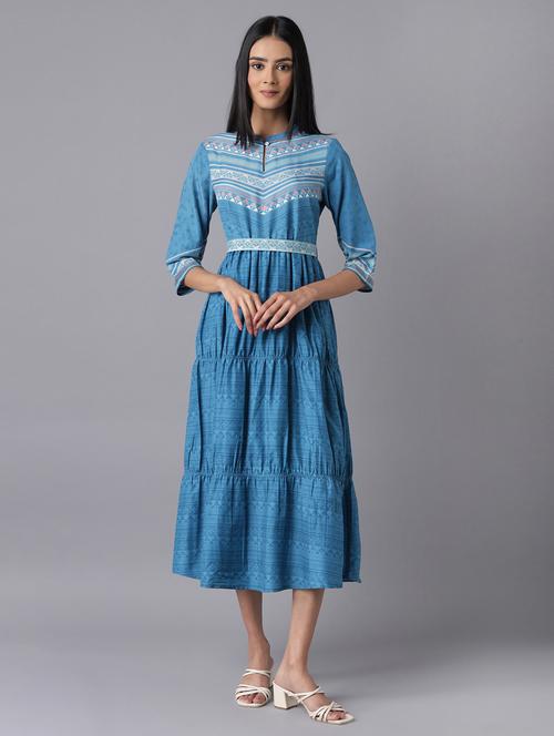 women's tiered dress aztec dress - 18216511 - Very Small Image - 1