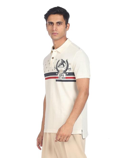 white chest-printed polo t-shirt - 18216733 - Very Small Image - 1
