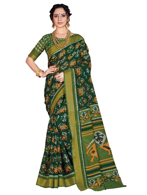 women's self design green colored saree with blouse - 18216829 - Very Small Image - 1