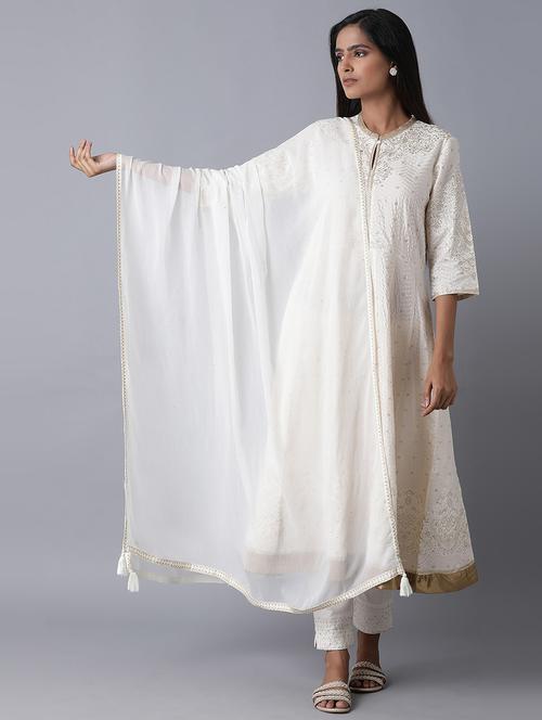 white chiffon dupatta - 18216986 - Very Small Image - 1