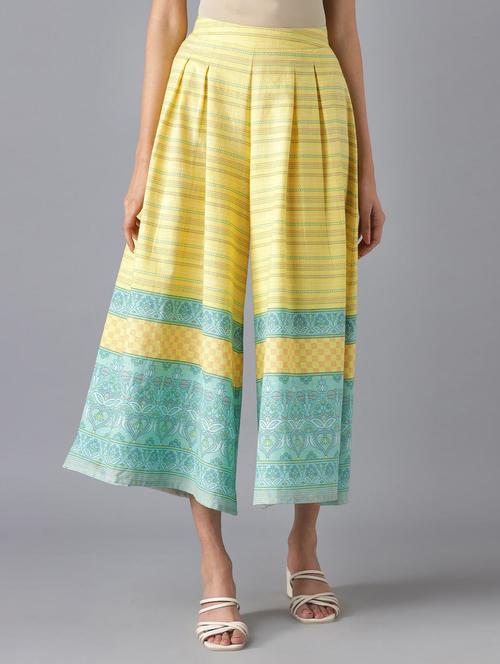 yellow printed cullottes palazzo - 18217016 - Very Small Image - 1