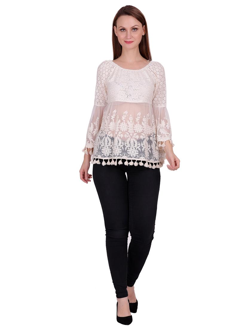 women's peplum round neck top - 18217059 - Standard Image - 3