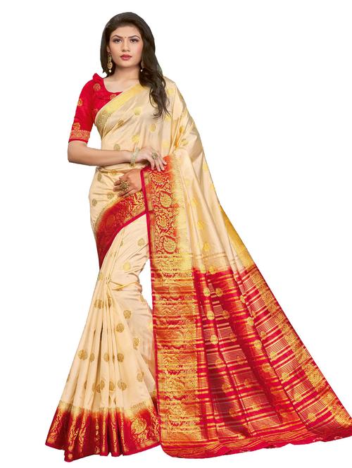 white silk saree - 18217247 - Very Small Image - 1