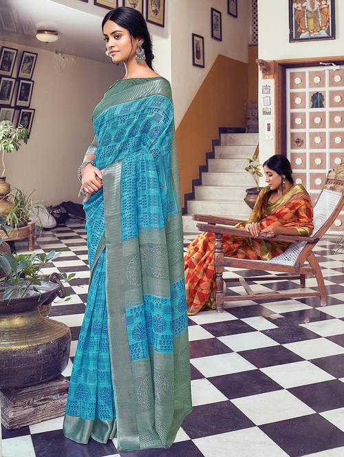 Women's Floral Blue Colored Saree - 18217304 - Very Small Image - 1