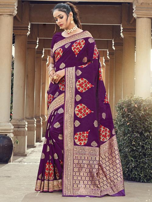 women's self design purple colored saree - 18217442 - Very Small Image - 1