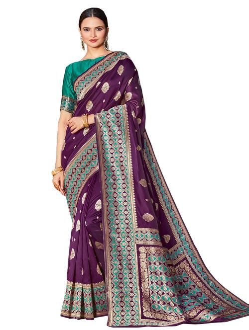 purple silk saree - 18217458 - Very Small Image - 1