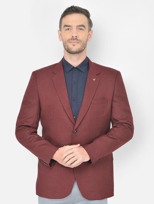 maroon solid casual blazer - 18218837 - Very Small Image - 1