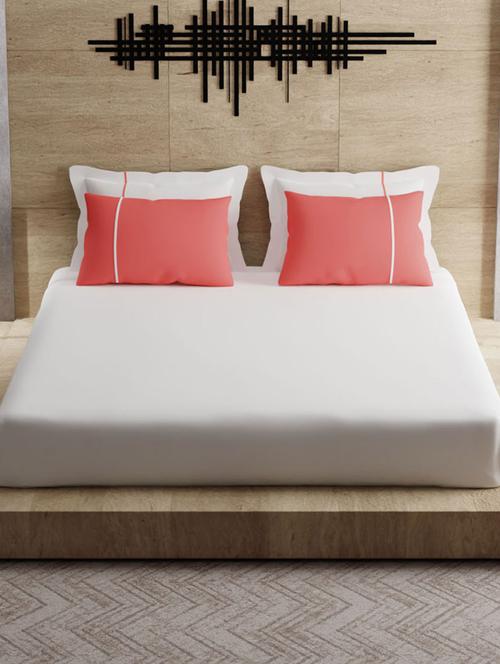 stoa paris colours collection cotton snow white - peach king 144 tc bed sheet with 4 pillow covers - 18218898 - Very Small Image - 1