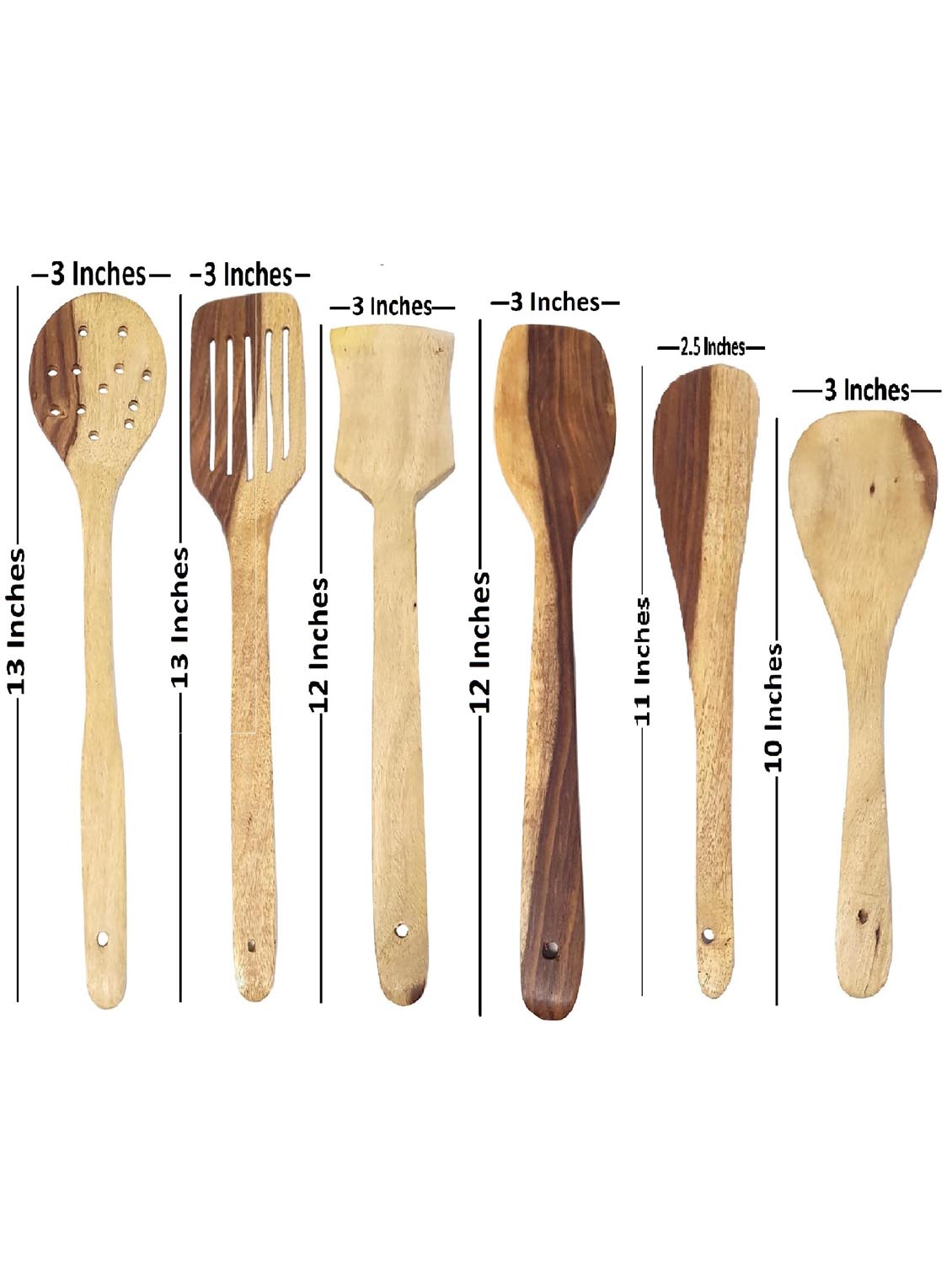 buzykart® wooden ladle set of 6 + 1chakla + 1belan + mortar & petle set - 18218982 - Standard Image - 3